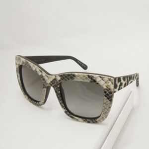 Stella McCartney Snake Skin Leopard Print Black White Square Sunglasses